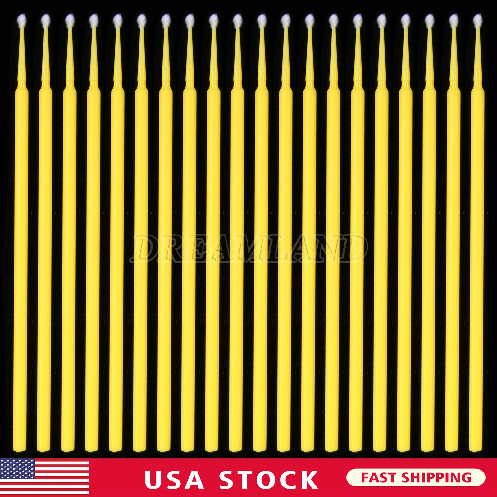 100 Microbrush Micro Brush Applicator Tips Regular Yellow 2.0 mm