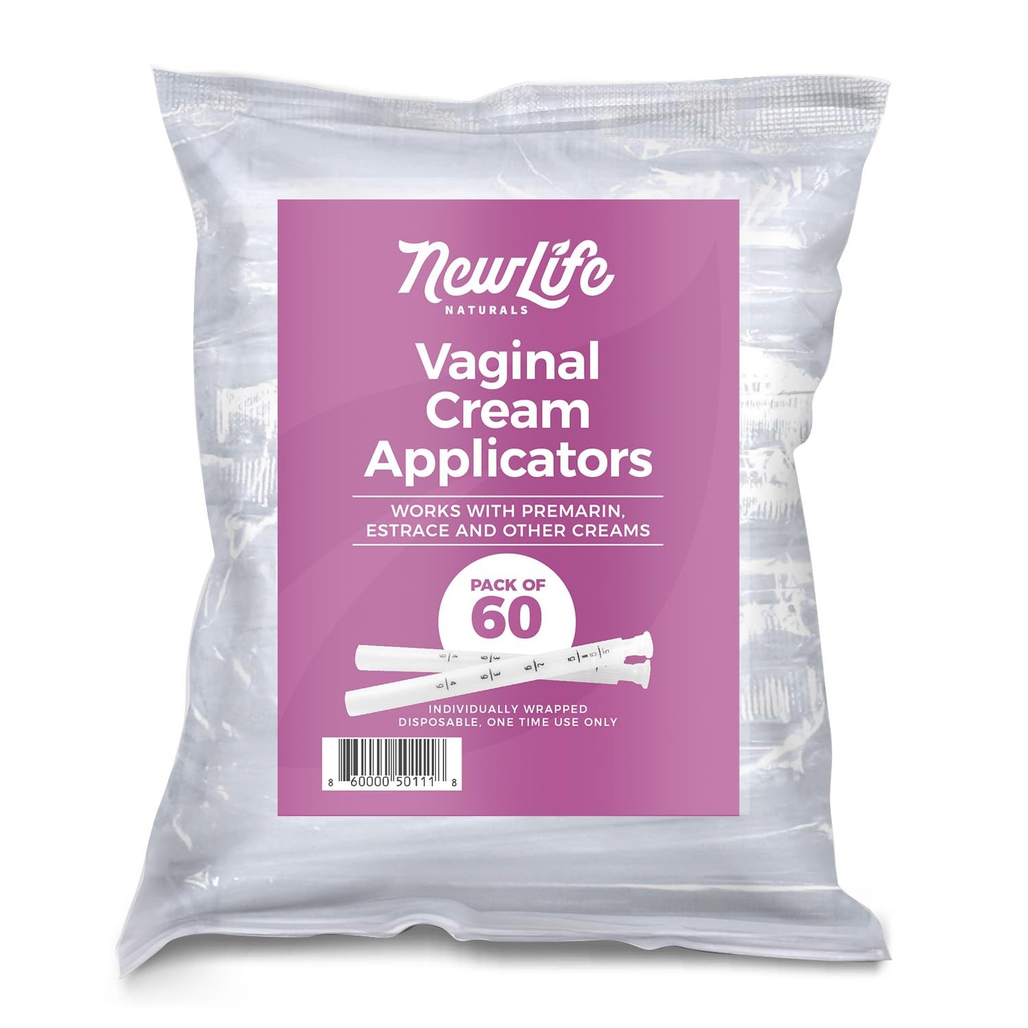 NewLife Naturals Disposable Vaginal Applicators 60 Count (Pack of 1), White