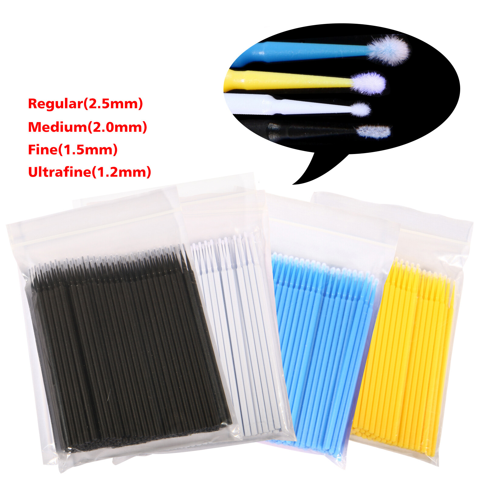 100pc Dental Micro Applicator Disposable Tooth Brush Tips Regular/Fine/UltraFine