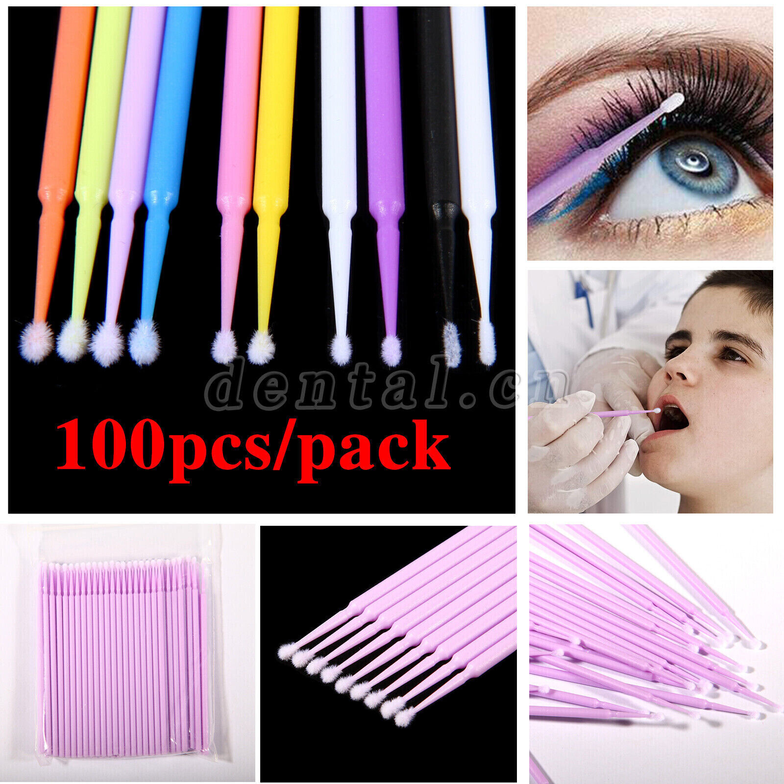 100-1000pcs Dental Micro Applicator Disposable Tooth Brush Tips Regular/Fine