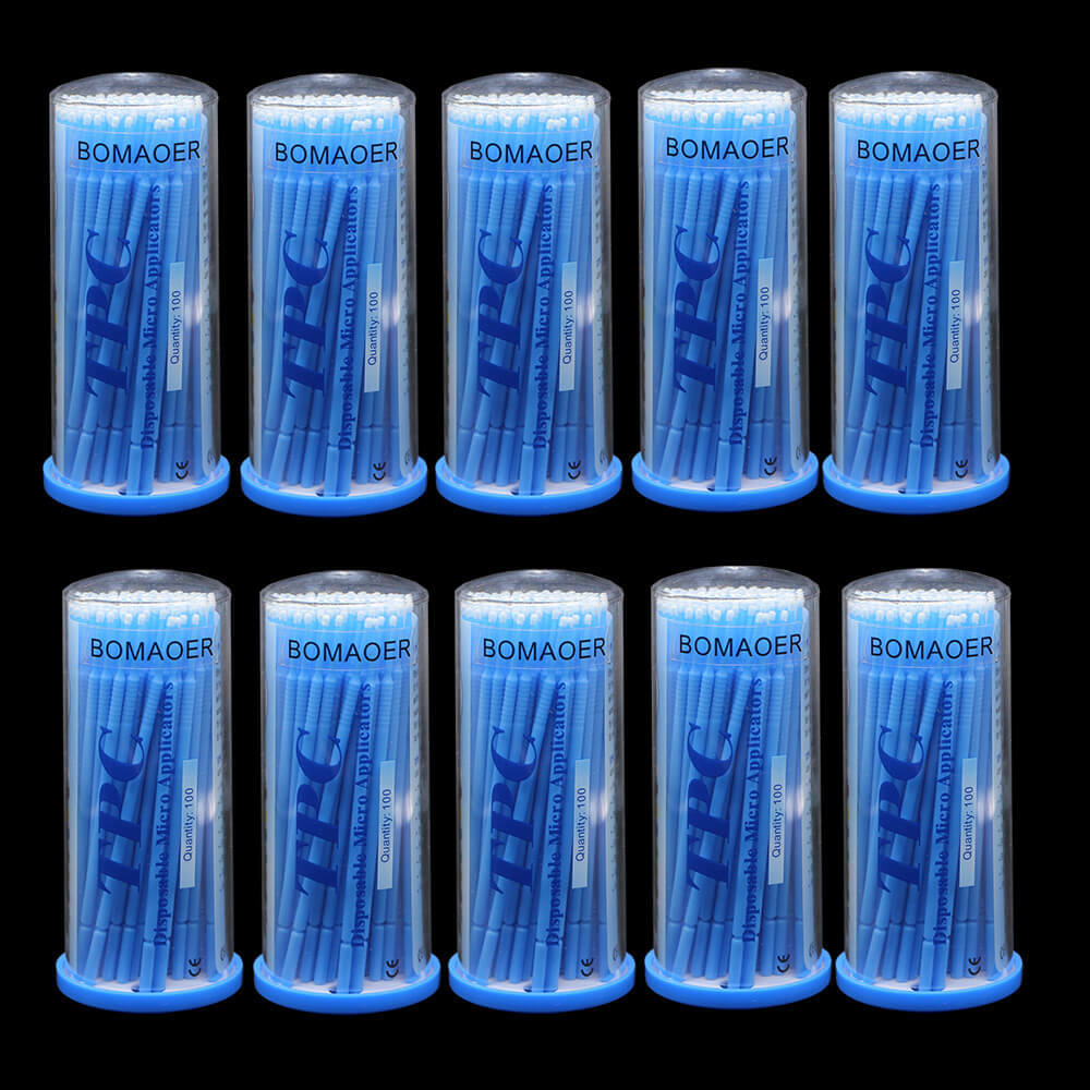 100pcs/bottle Micro Applicator Brush Dental Bendable Disposable Blue Fine