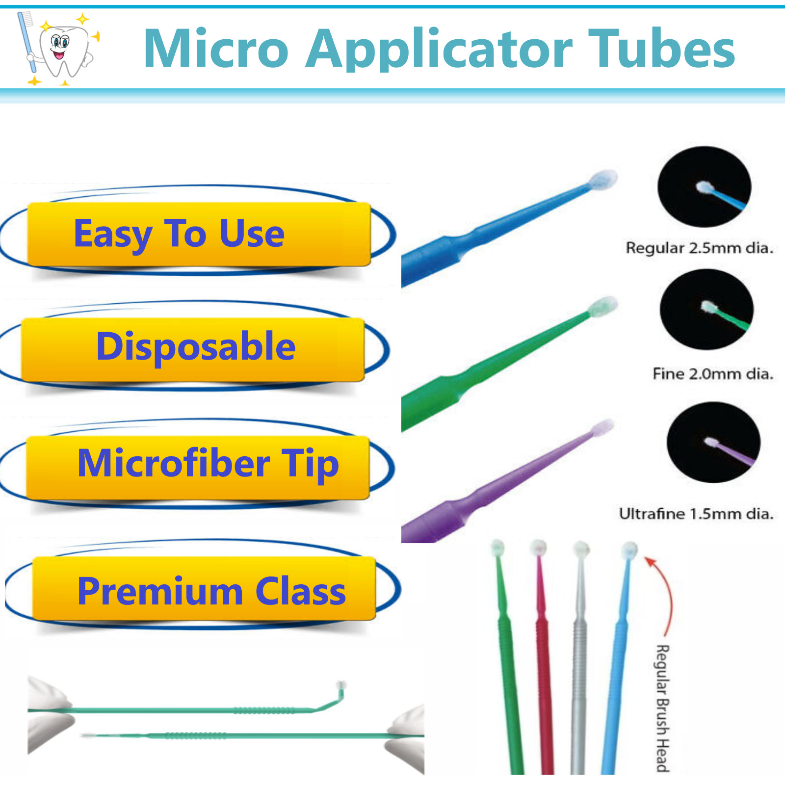 400pcs micro applicator tips micro brush Regular/Fine/Ultra dental Beauty