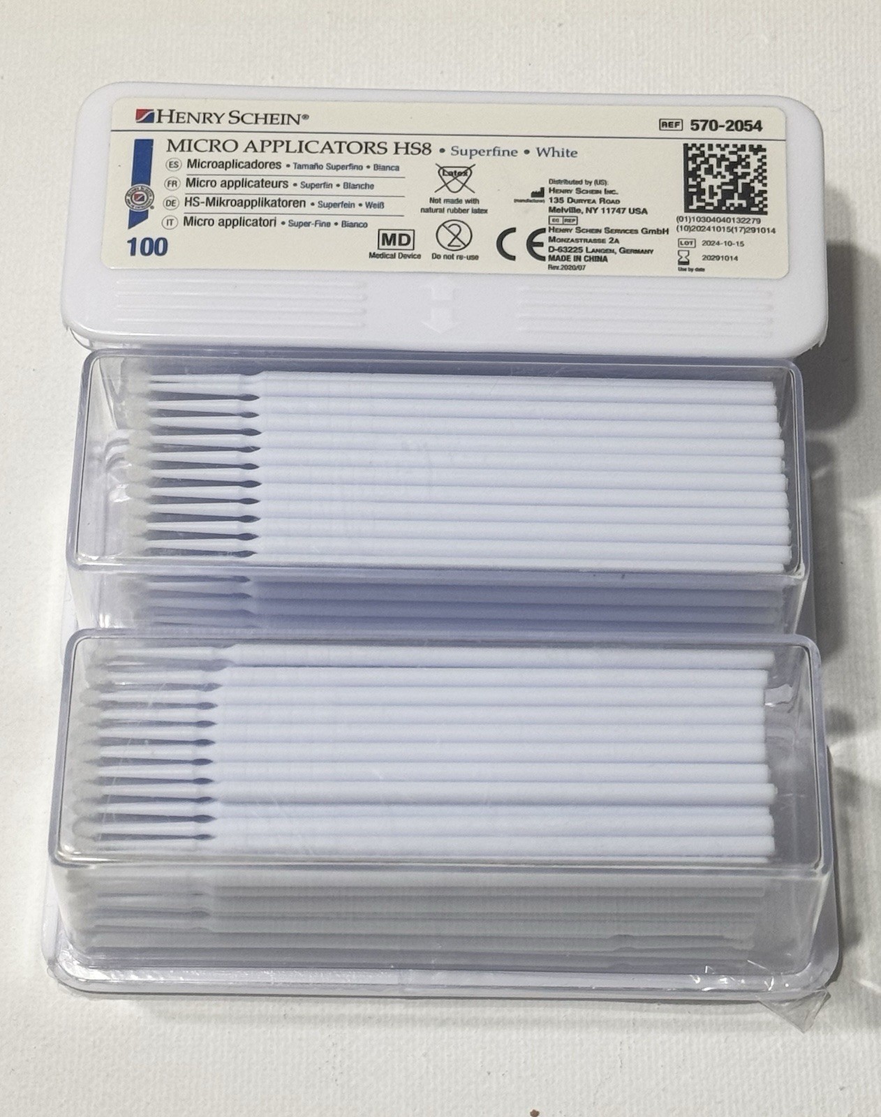 Henry Schein HS8 Superfine Micro Applicators White 100 Pack MPN 570-2054