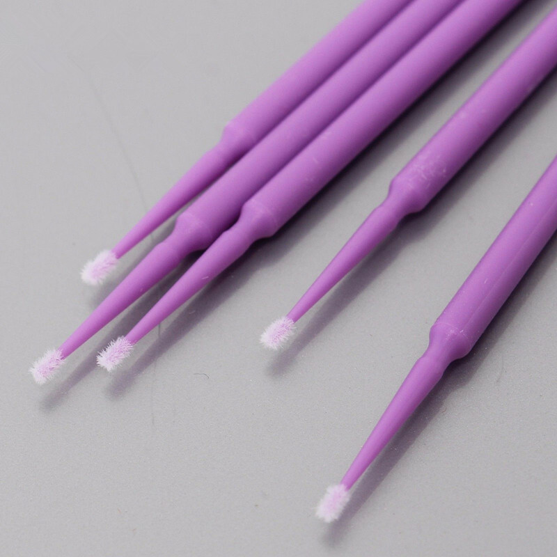 100 Pcs Dental Disposable Bendable 1.0mm Micro Applicator Brush Material Purple