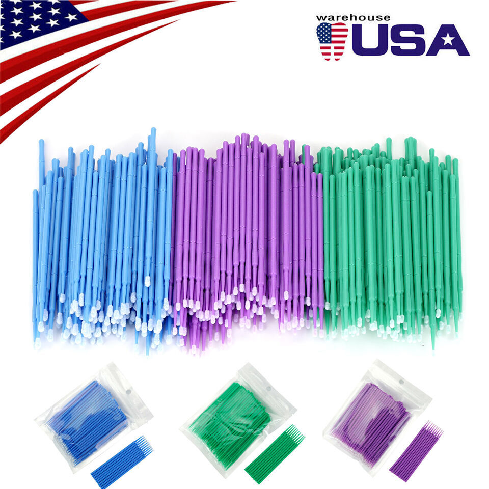 100-500 Dental Disposable Micro Brush Swab Tooth Applicators Small Medium Large