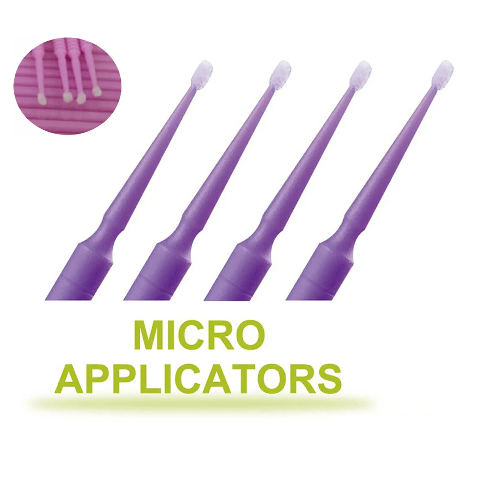 100Pcs Dental Disposable Micro Tooth Applicators Brushes Fine Tips Purple 1.5mm