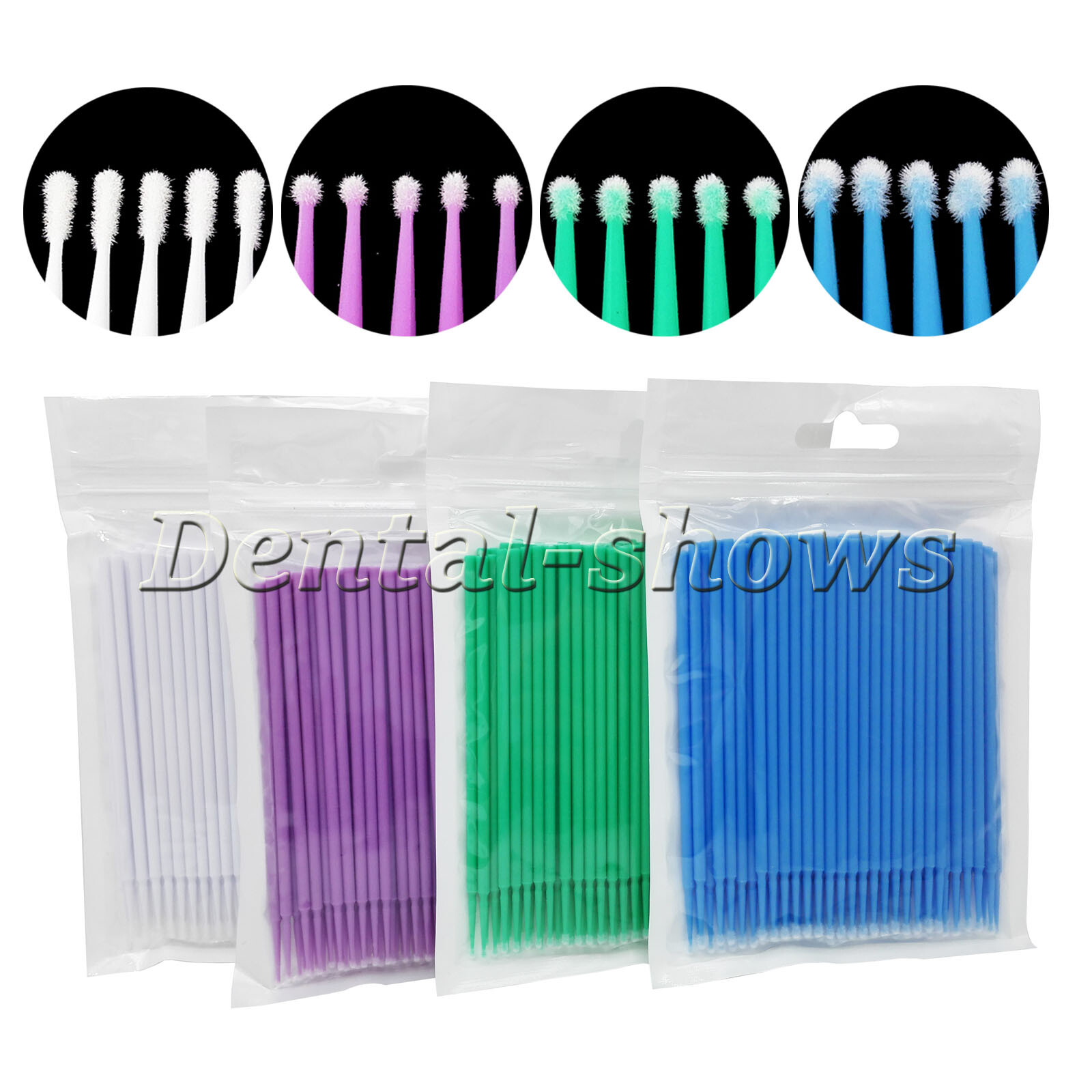 100Pcs Dental Microbrush Disposable Applicators Tips Micro Brush Cleaning 4Size