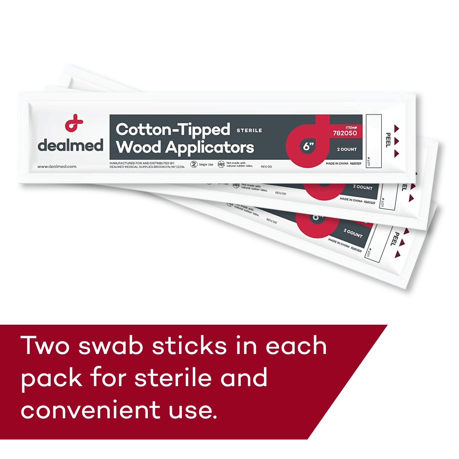 Dealmed 6″ Cotton-Tipped Wood Applicators – 200 Sterile (Box of 200)