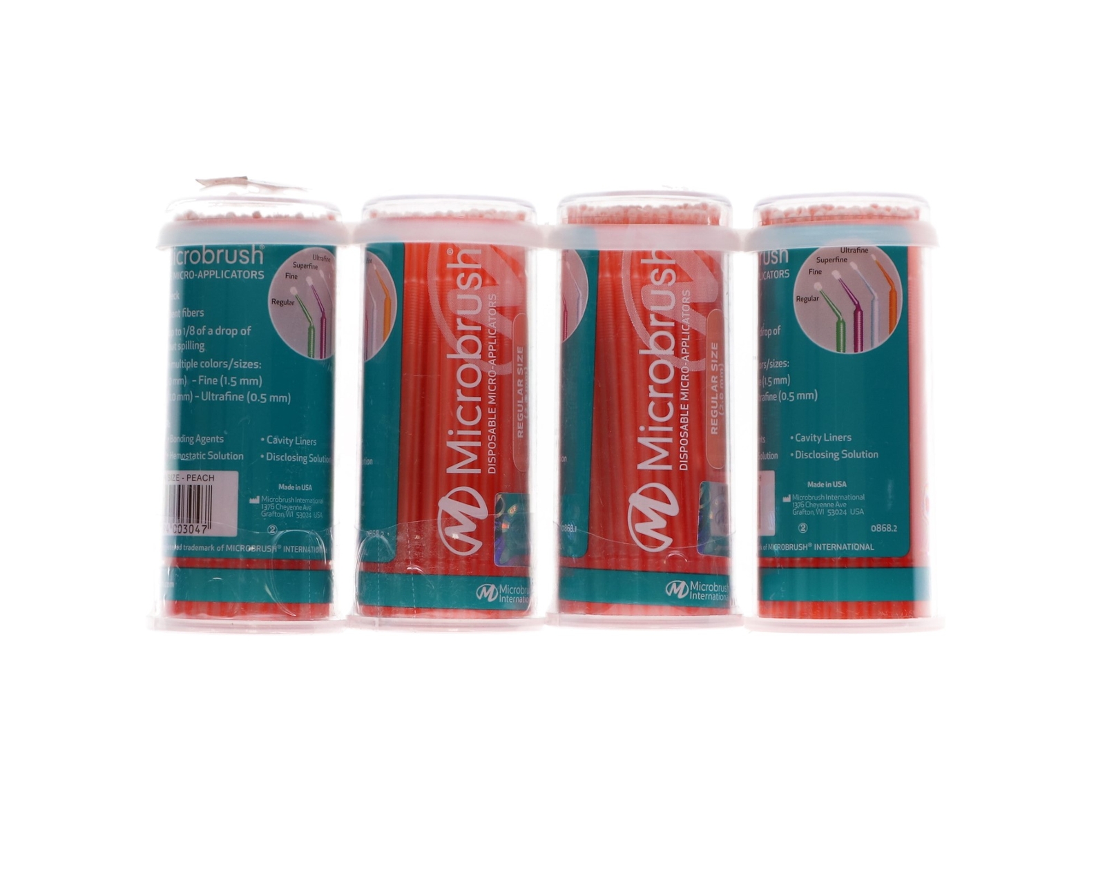 Microbrush MRS400 Tube Series Applicators Regular Peach 400/Pk