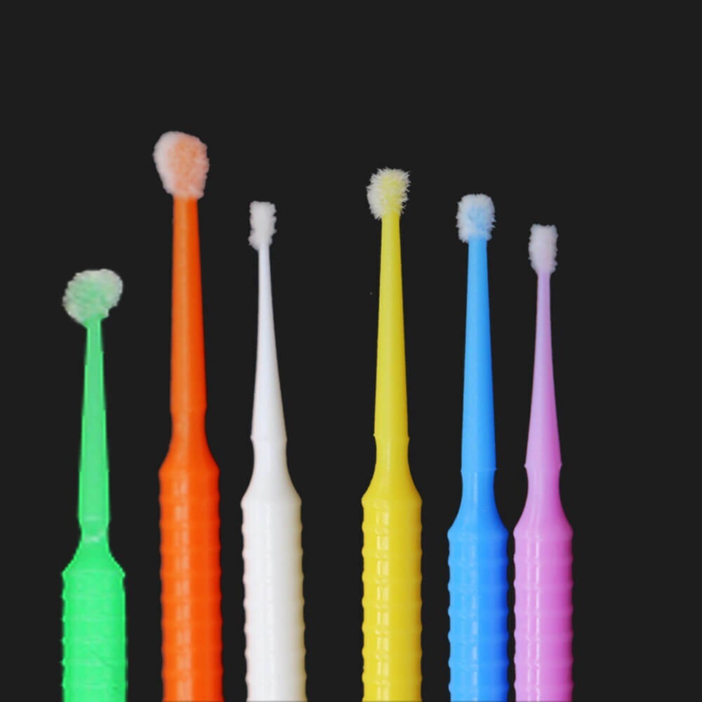 100Pcs Dental Disposable TPC Micro Applicator Brush Bendable 6 Colors 4 Sizes