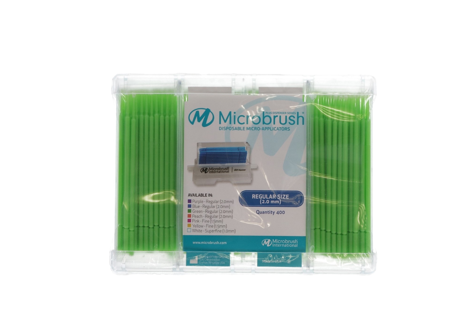 Microbrush PR400GR Plus Micro Applicators Dispenser Regular Green 400/Pk