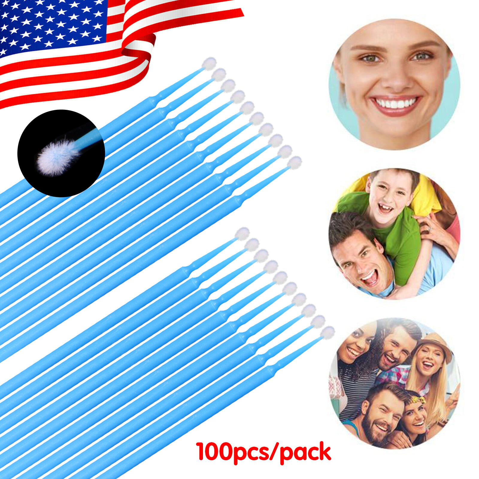 100 Pcs Dental Micro Brush Disposable Materials Tooth Applicators 2.5mm Large sl