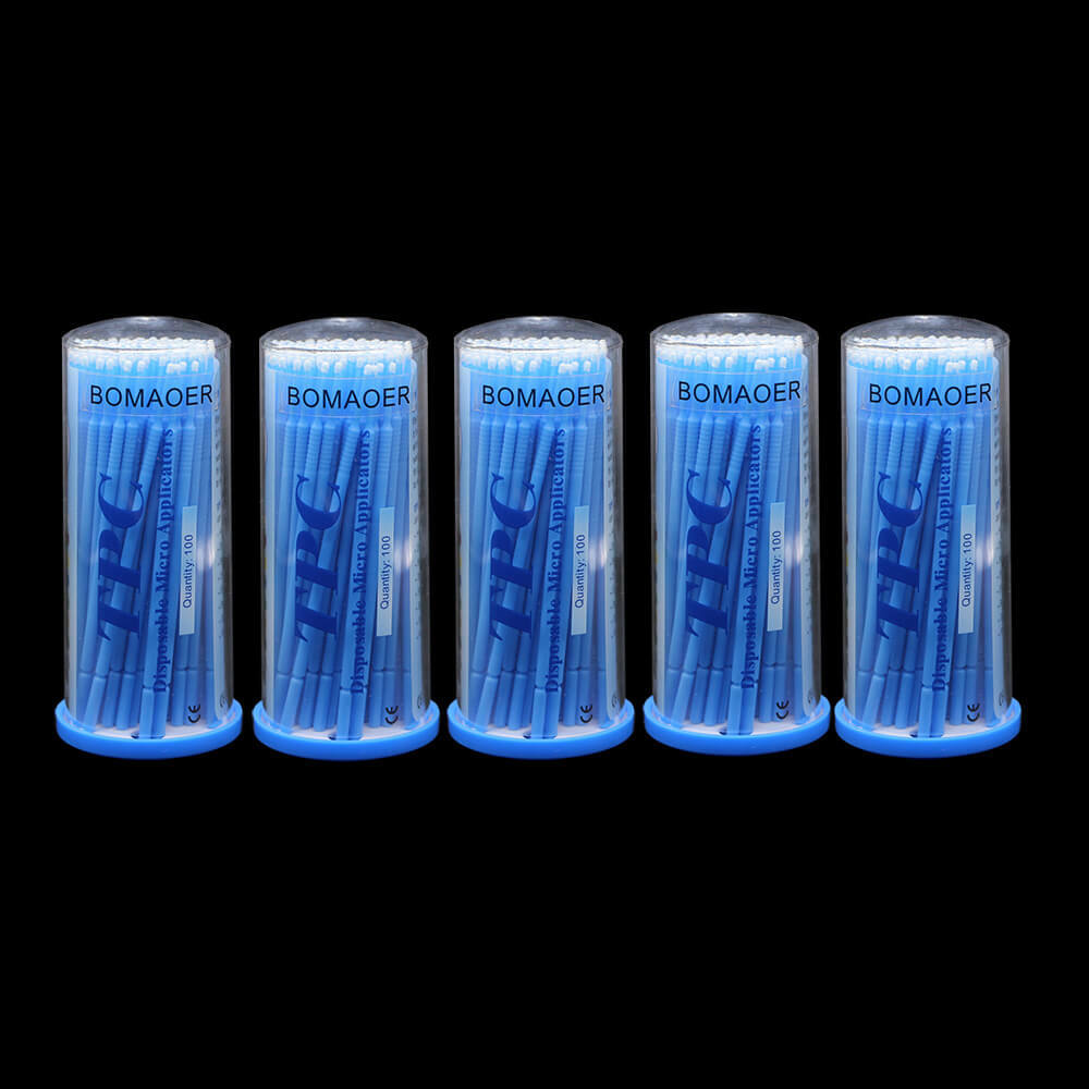 100pcs/bottle Micro Applicator Brush Dental Bendable Disposable Blue Fine