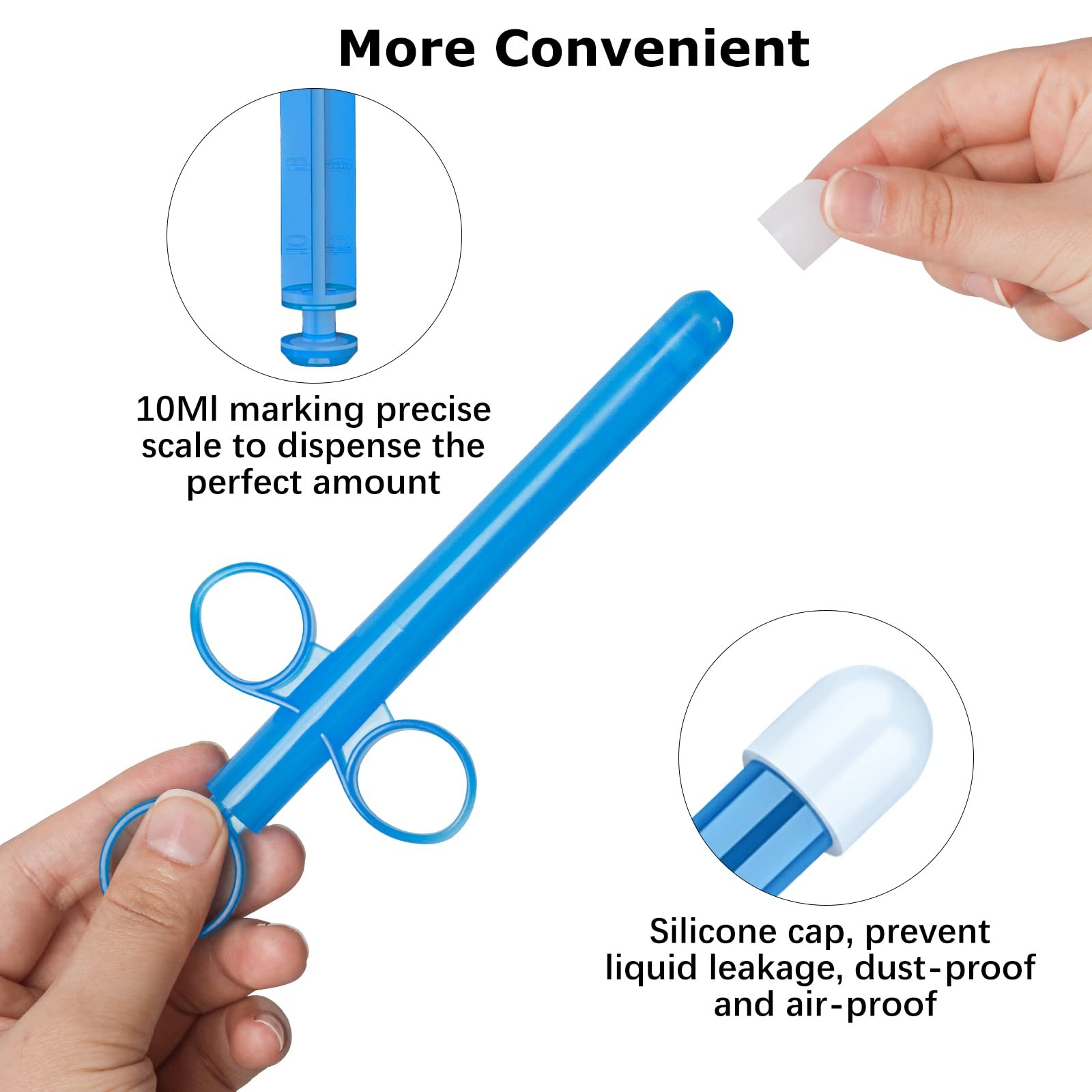 Lube Applicator Injectors with 10ml Precise 1 Count (Pack of 2), Blue+white