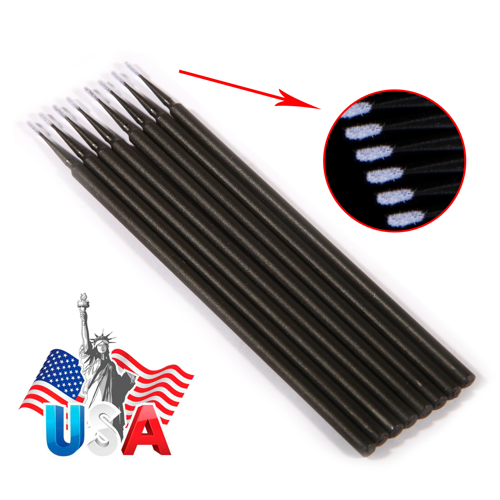 100Pcs Dental Disposable Micro Brush Tooth Applicator Tips Sticks 1.2mm black sl
