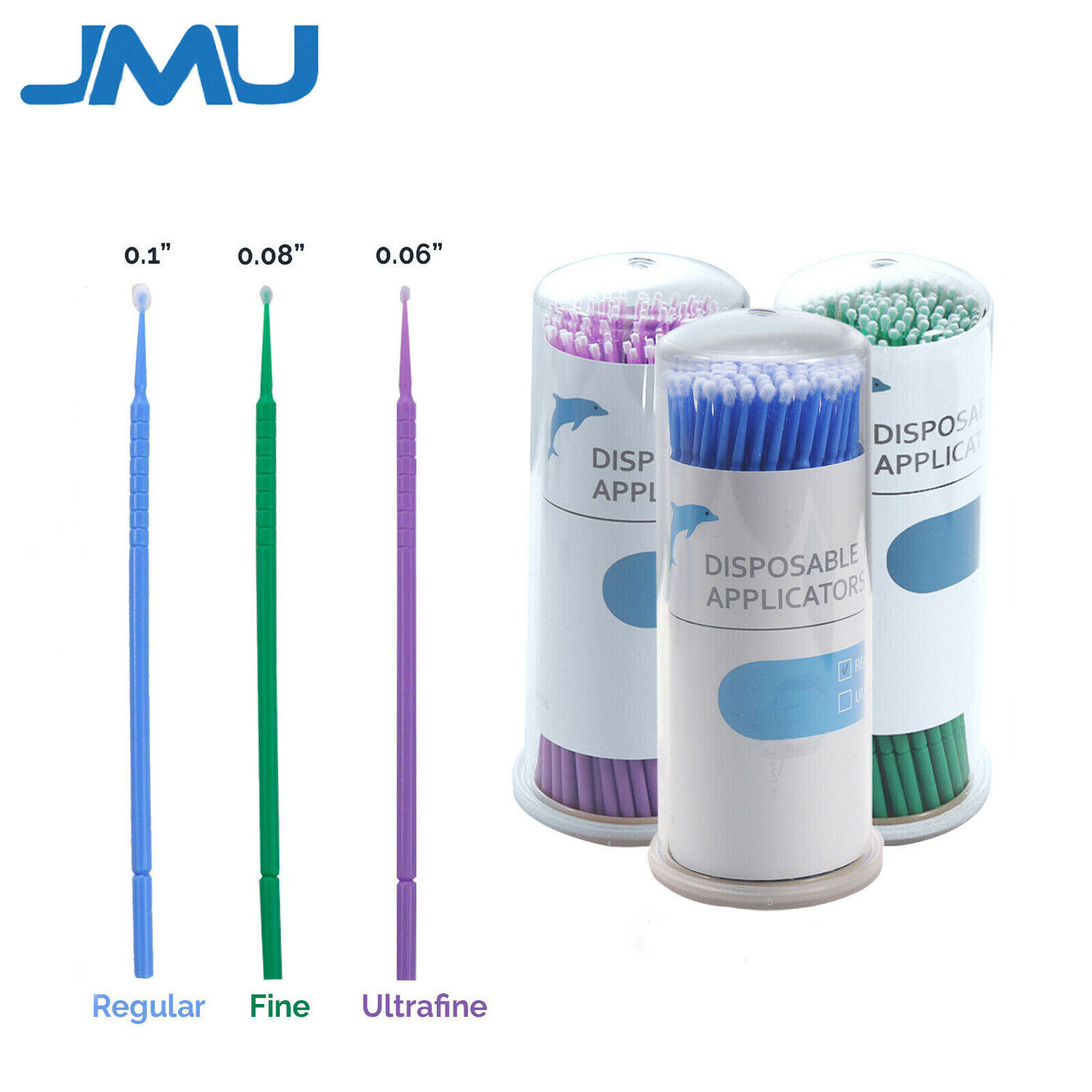 400PCS JMU Dental Microbrush Micro Brush Bendable Applicators Tips 2.5/2.0/1.5mm