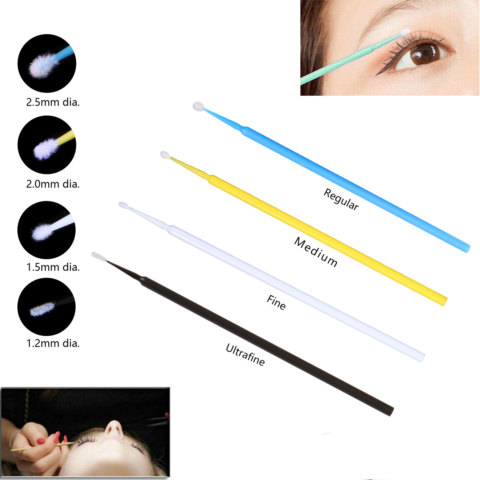 100pcs/pack Dental microbrush micro applicator tip regular/fine/ultrafine
