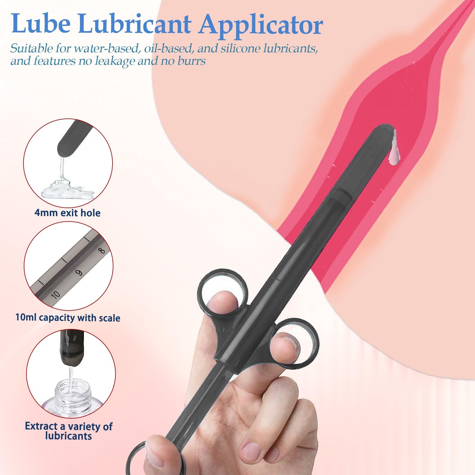 Lube Applicator Injectors with 10ml Precise 1 Count (Pack of 1), Black