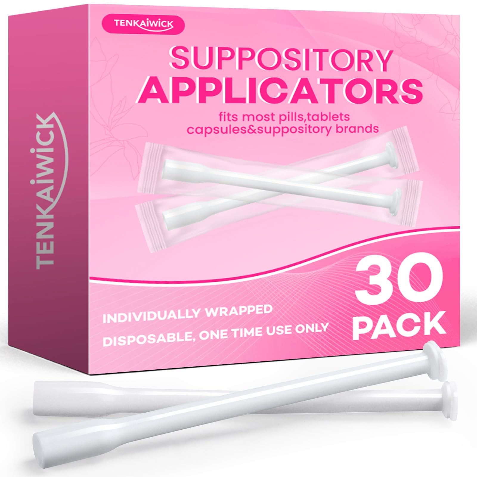 TENKAIWICK 30 Pack Disposable Vaginal Suppository Applicator for Women, 30P