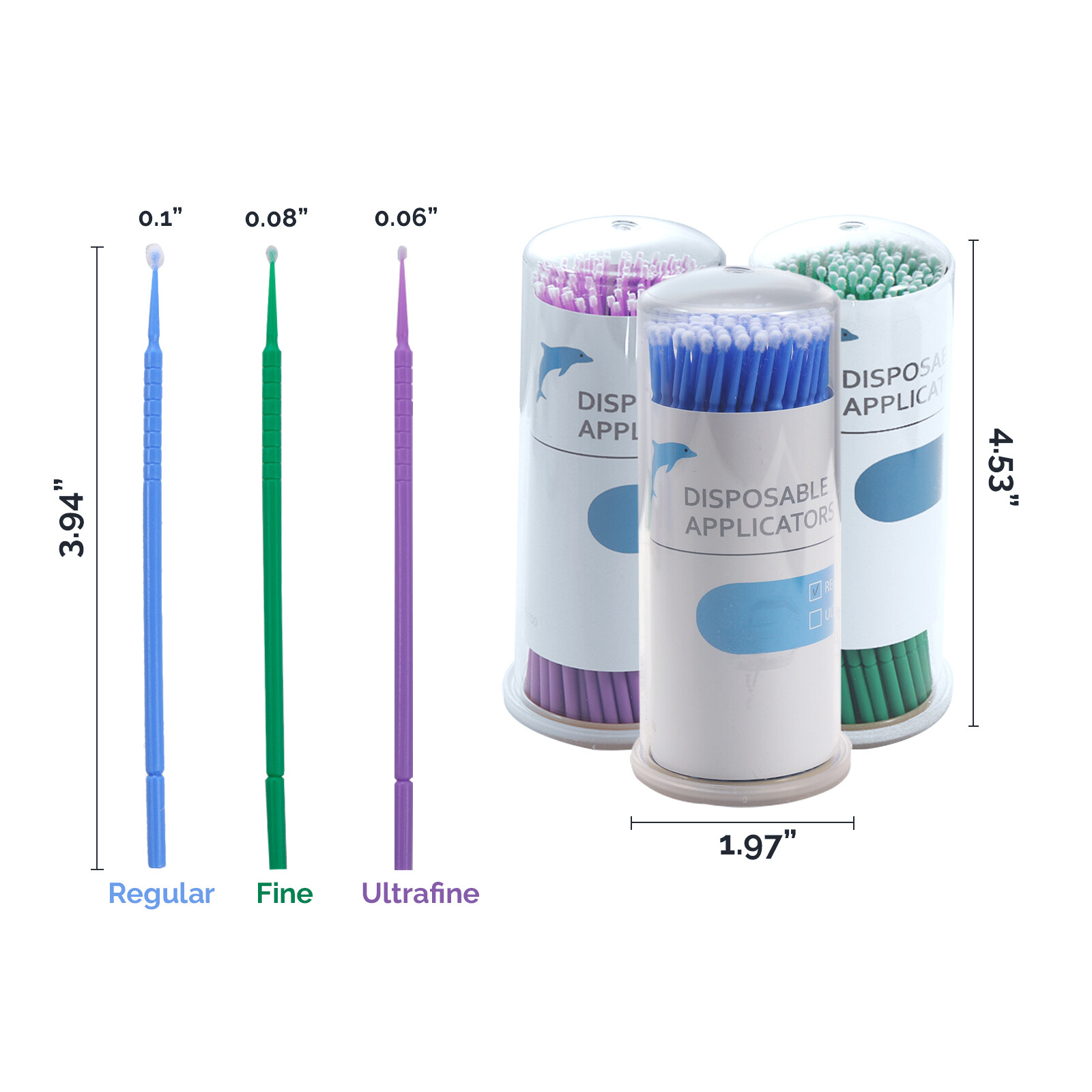 400PCS JMU Dental Microbrush Micro Brush Applicators Bendable Tips 2.5/2.0/1.5mm