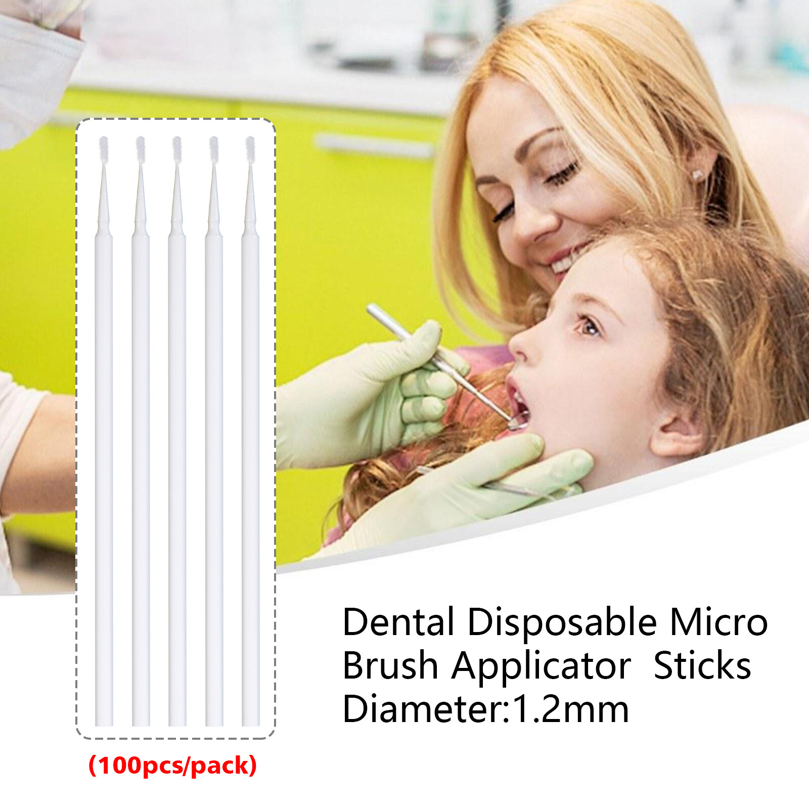 100* Dental Microbrush Micro Brush Applicator Tip Regular/Fine/Ultrafine