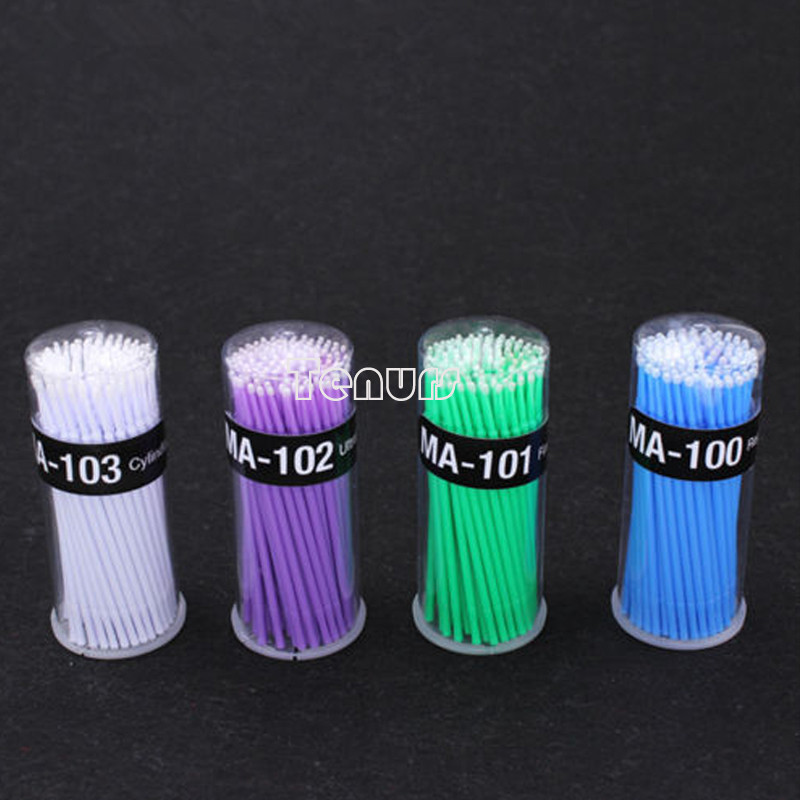 100p Dental Microbrush Micro Brush Applicator Tips (BlueL/GreenM/PurpleS/WhiteXS