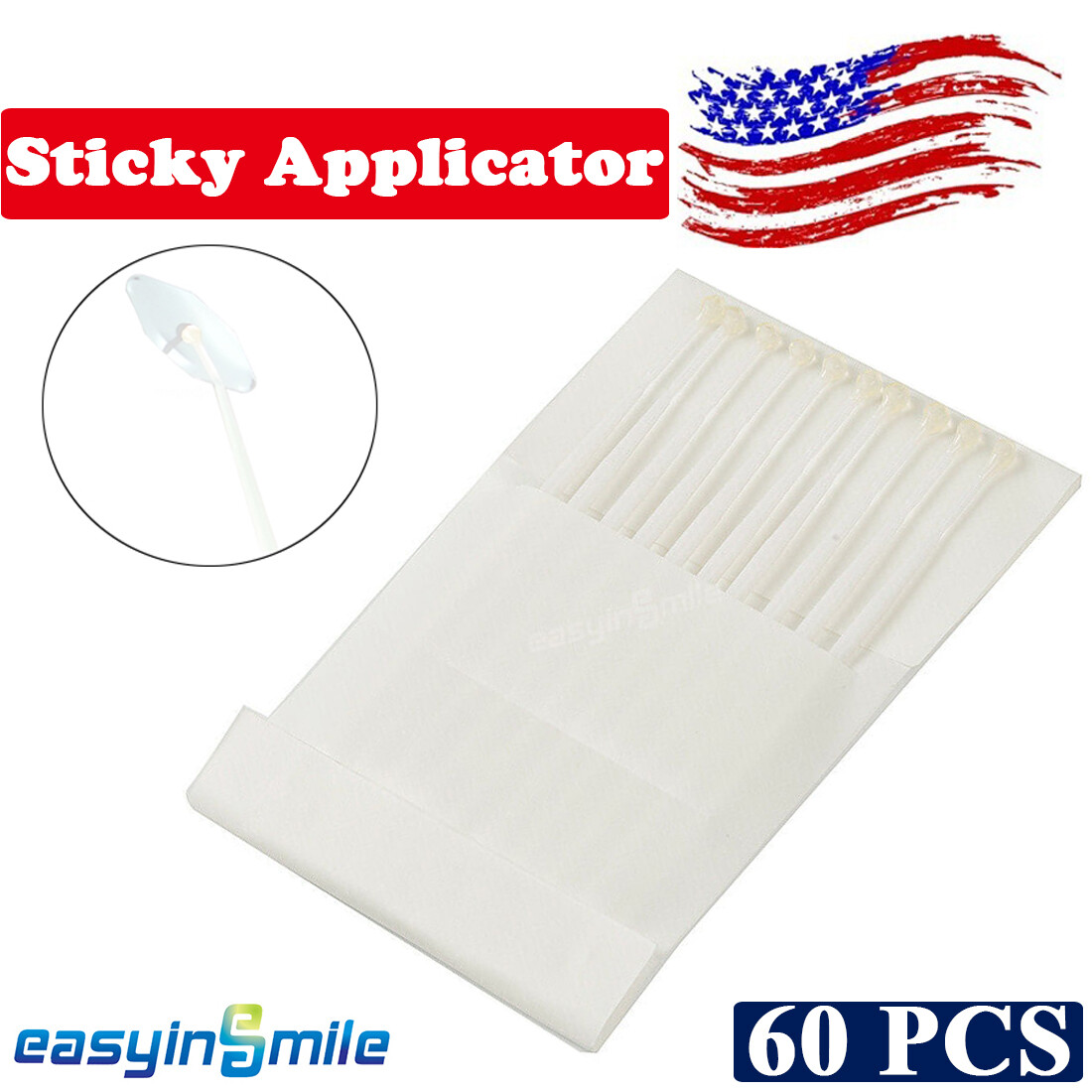 Bendable 60PCS Dental Disposable Sticky Applicators for Removal 110MM Long White