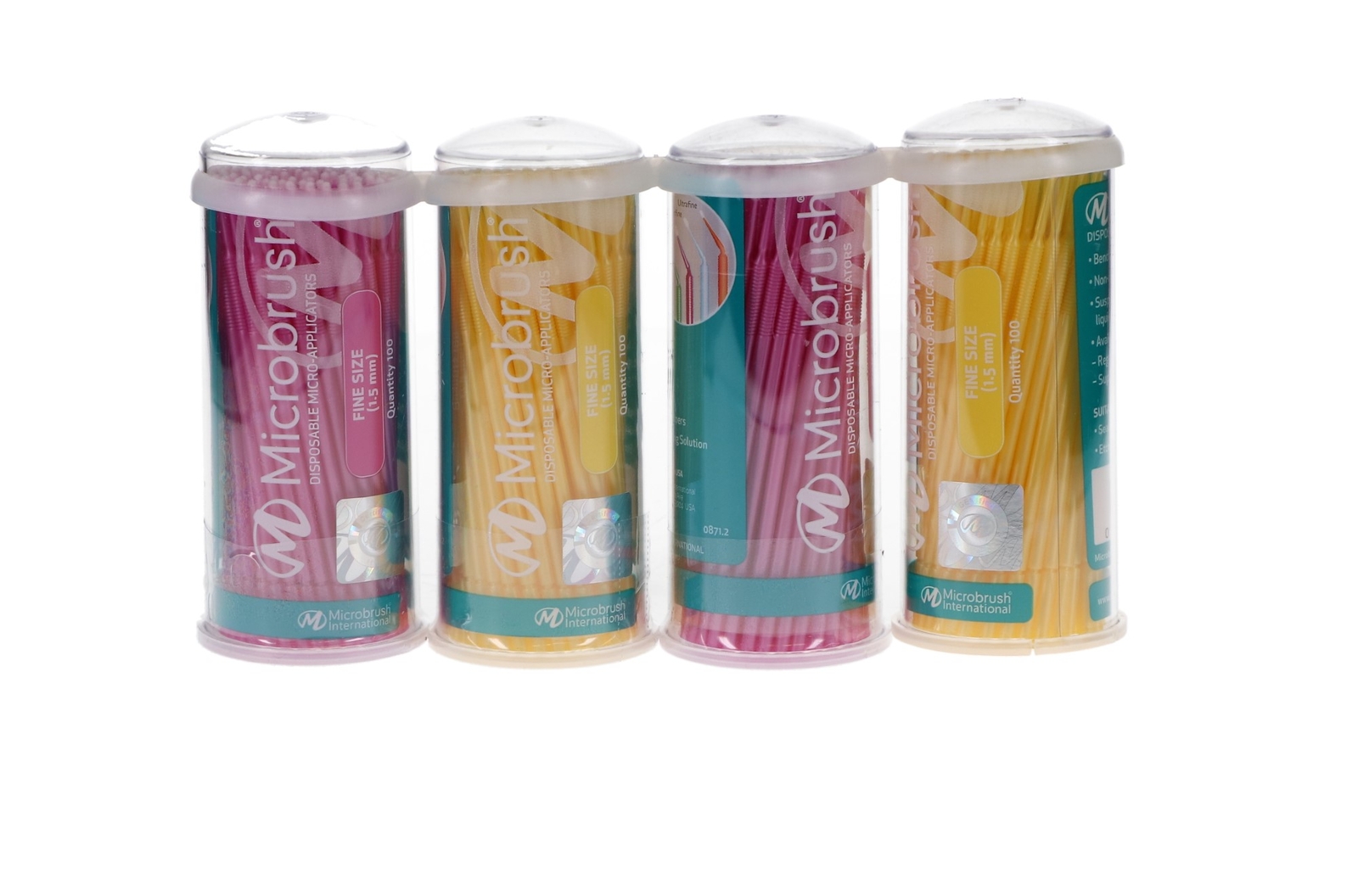 Microbrush MFA400 Tube Series Bendable Micro Applicators Fine Yellow/Pink 400/Pk