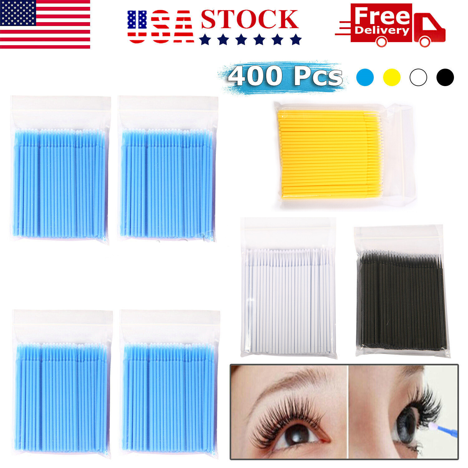 100Pcs Dental Microbrush Disposable Applicators Tips Micro Brush Cleaning 4Size