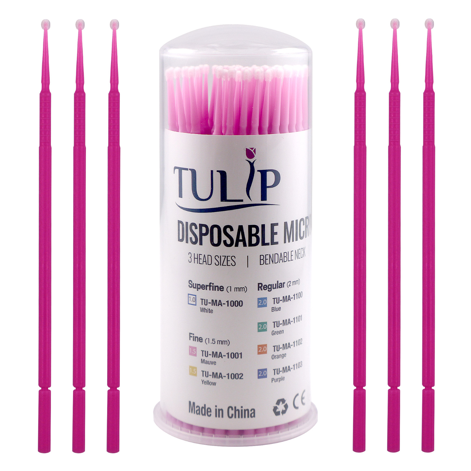 400 Dental Fine Micro Applicator Brushes 1.5mm Pink Disposable Bendable Tulip