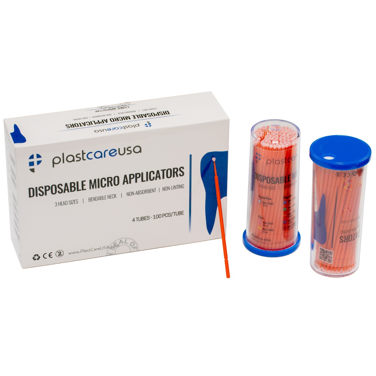 Micro Applicator Brushes 400 Regular 3.0mm Dental Bendable Disposable Orange