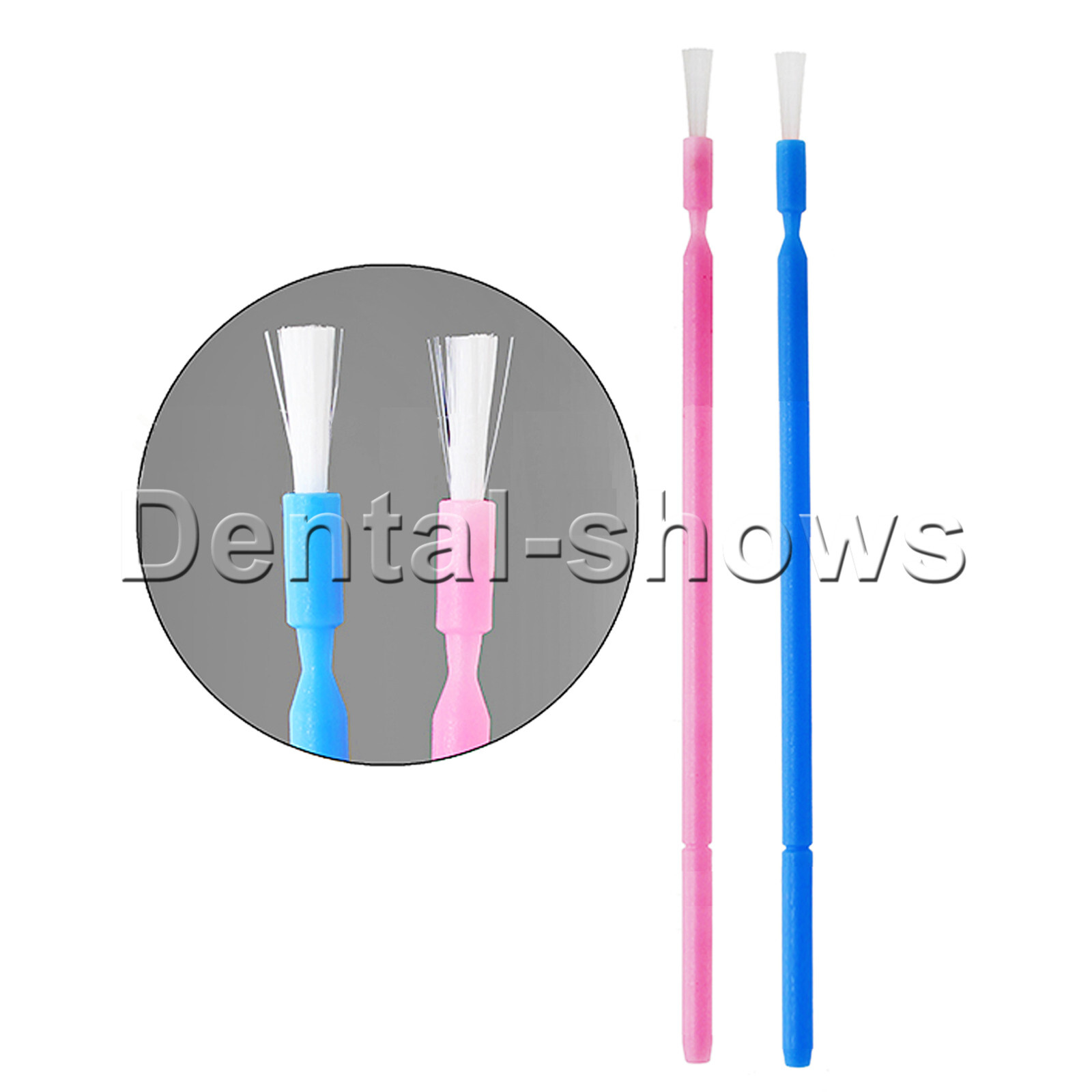 100 Pcs Dental Disposable Micro Applicator Brush Bendable Long Shank Pink/Blue