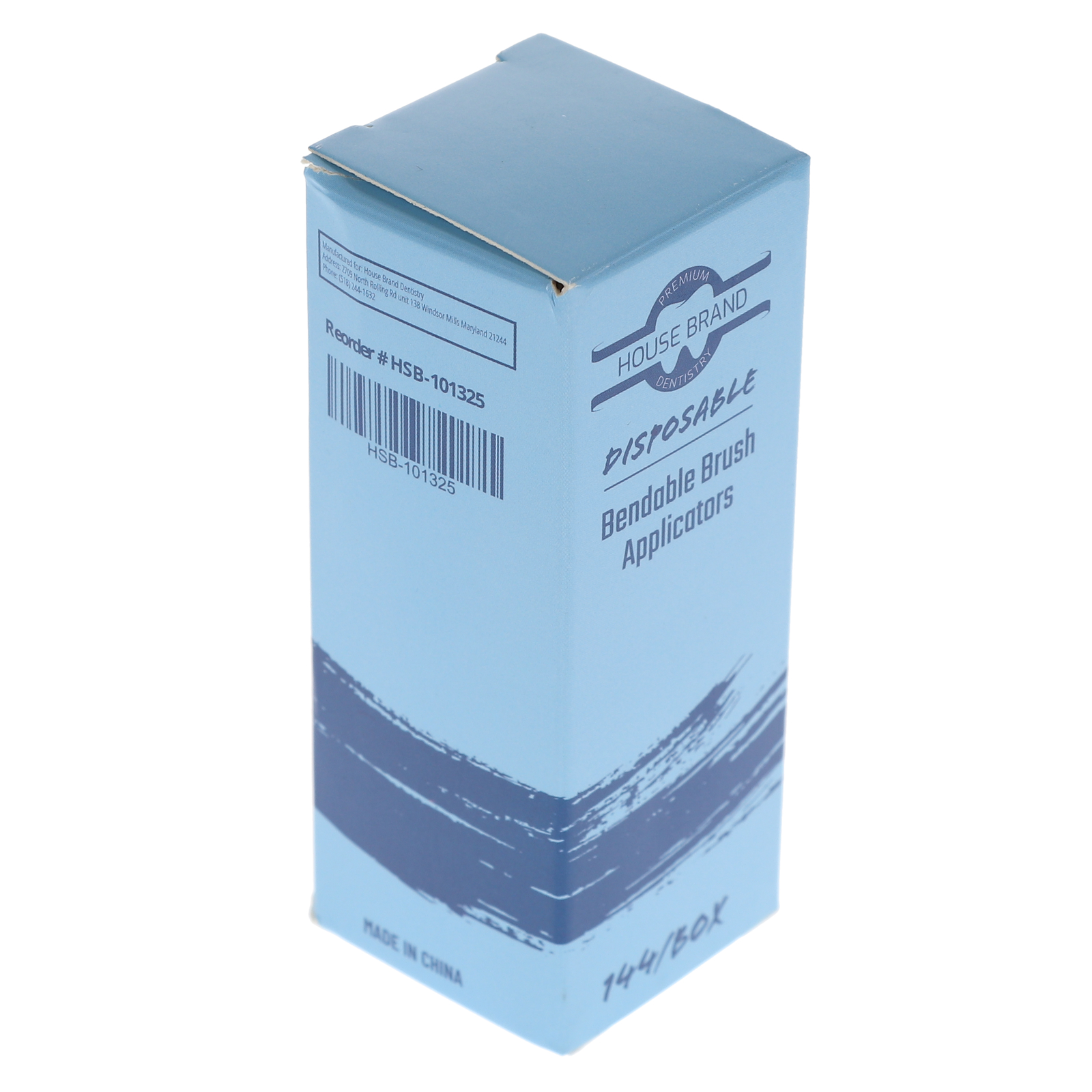 House Brand Dentistry 101325 HSB Bendable Brush Applicators Blue 144/Box