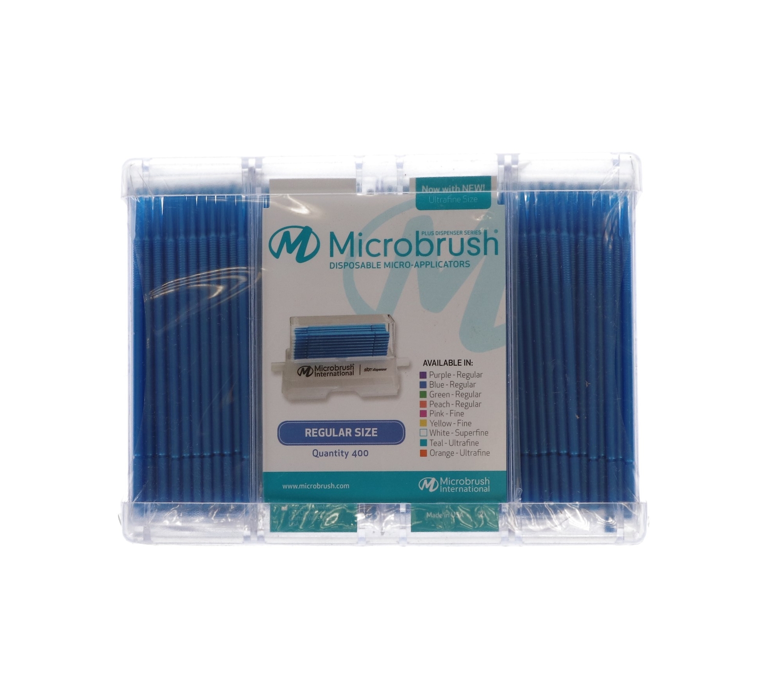 Microbrush PR400BL Plus Micro Applicators Dispenser Regular Blue 400/Pk