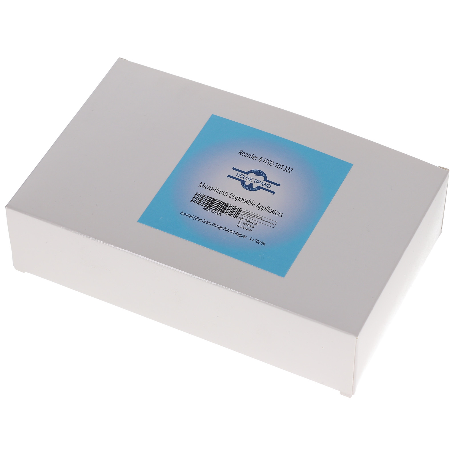 House Brand Dentistry 101322 HSB Micro Applicators Regular Assorted 400/Pk