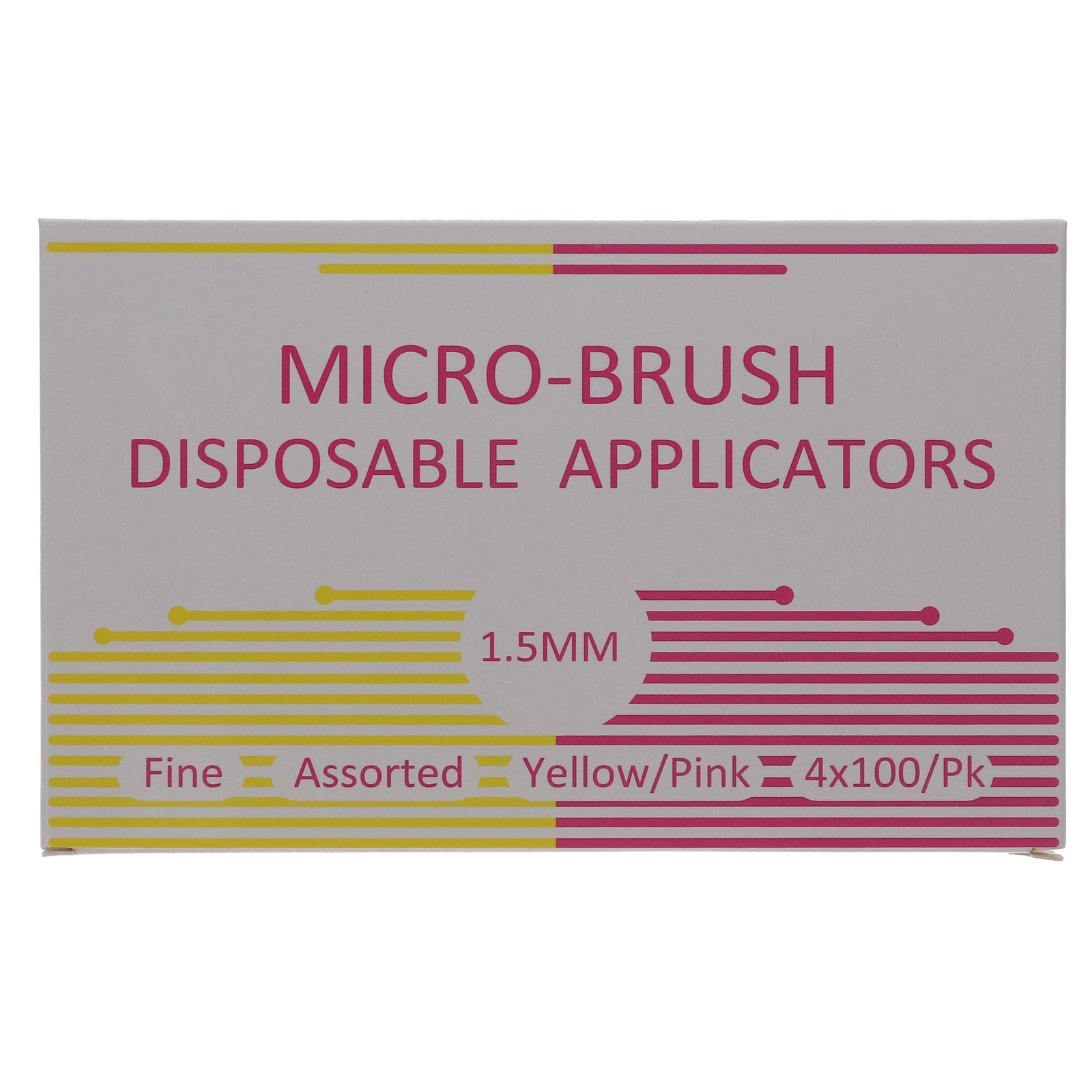 House Brand Dentistry 101318 Micro-Brush Applicators Fine Yellow & Pink 4 x 100P