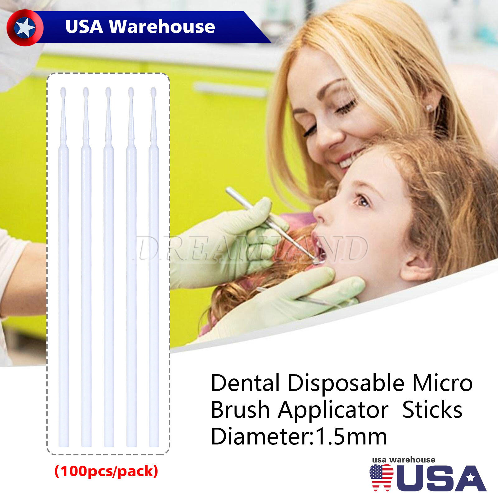 USA Disposable Materials Dental Micro Brush Applicator 4 Optional Sizes