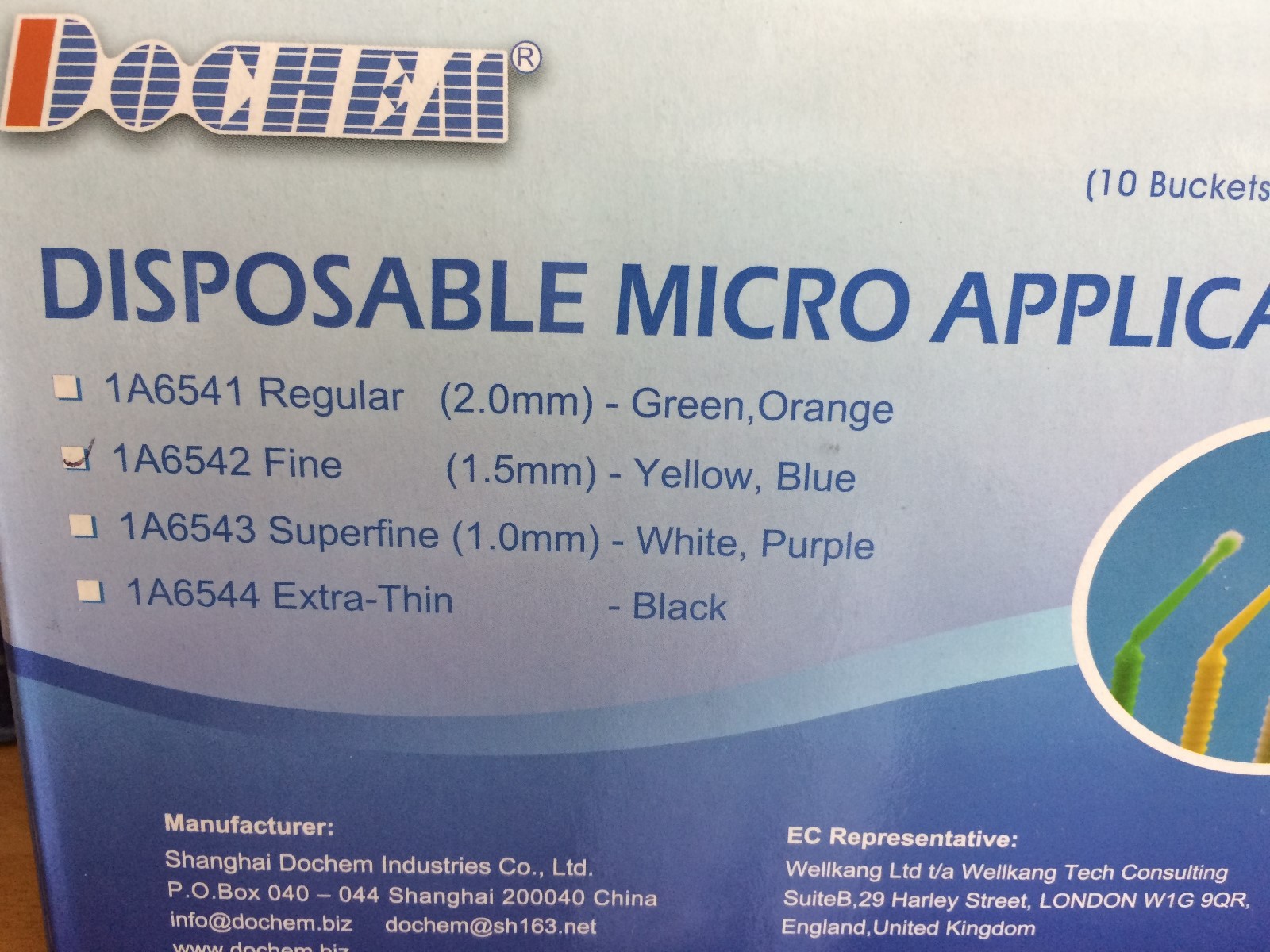 4 buckets Micro Applicator fine, 1.5mm 100pcs/bucket