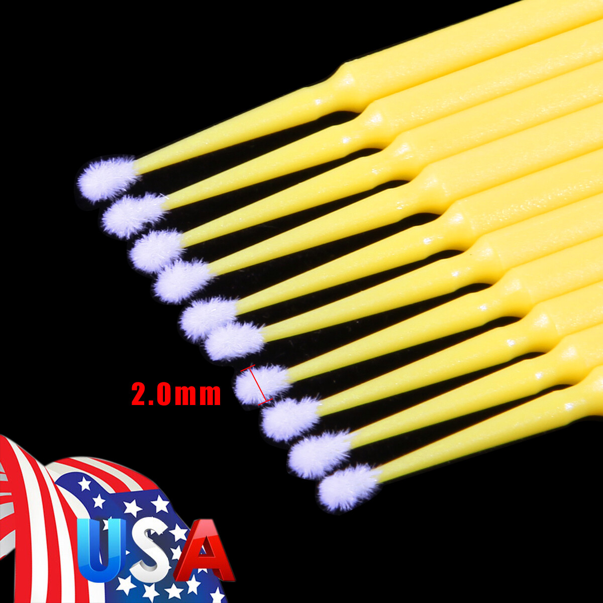 100 Micro Brushes Applicators Microbrush Dental Regular Yellow 2.0 mm