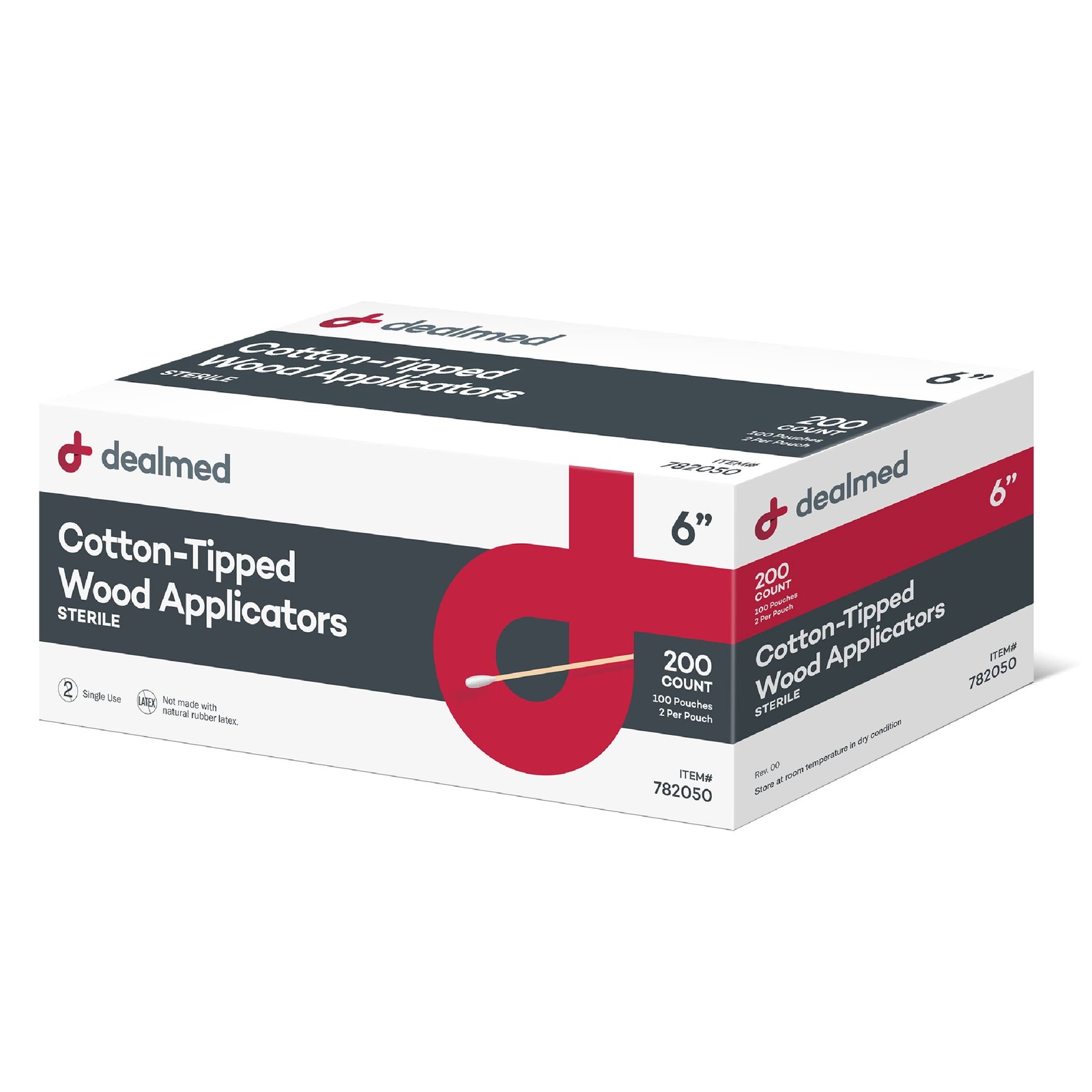Dealmed 6″ Cotton-Tipped Wood Applicators – 200 Sterile (Box of 200)