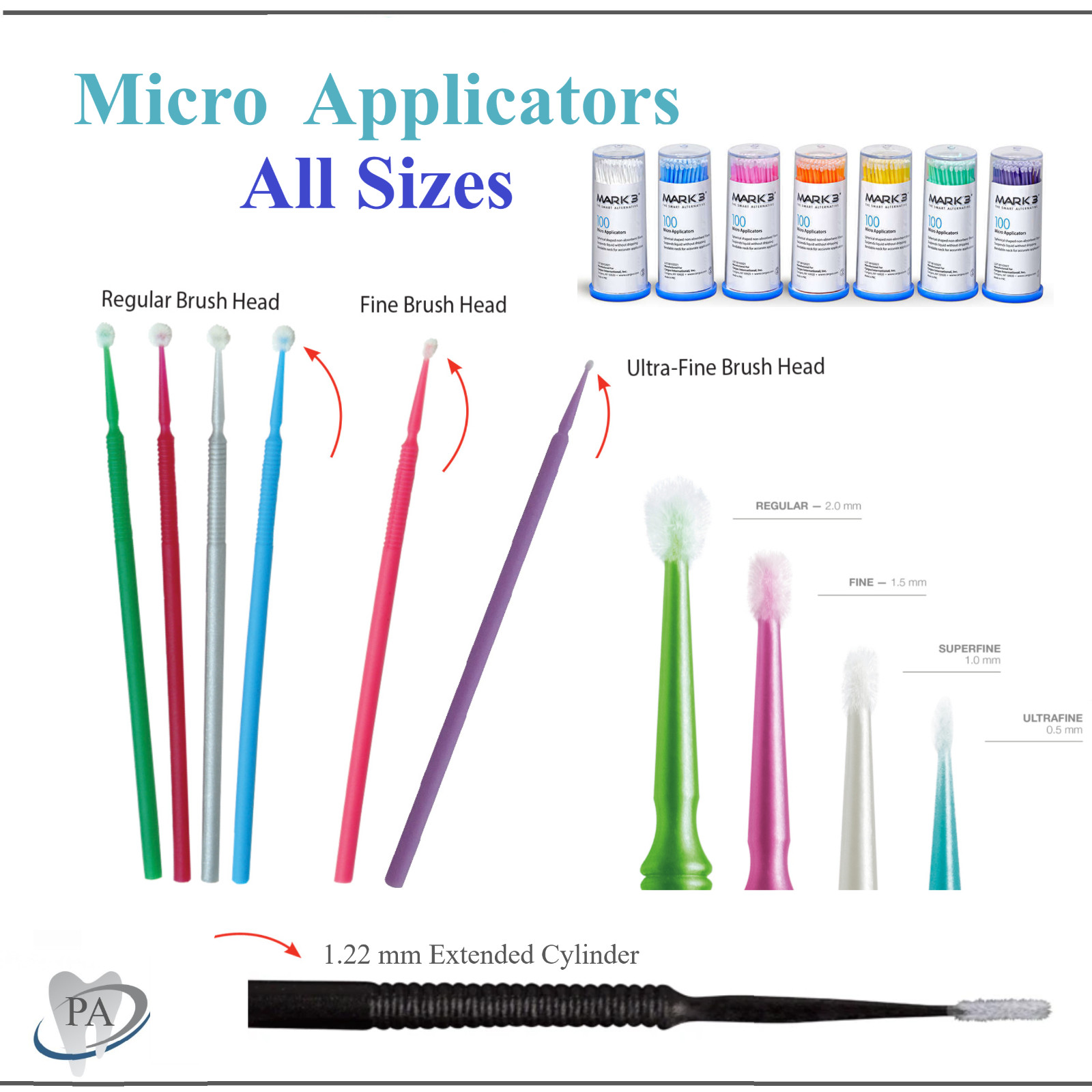400 Microbrush Micro Brush Applicator Tips Regular, Fine, Super Fine Dental USA