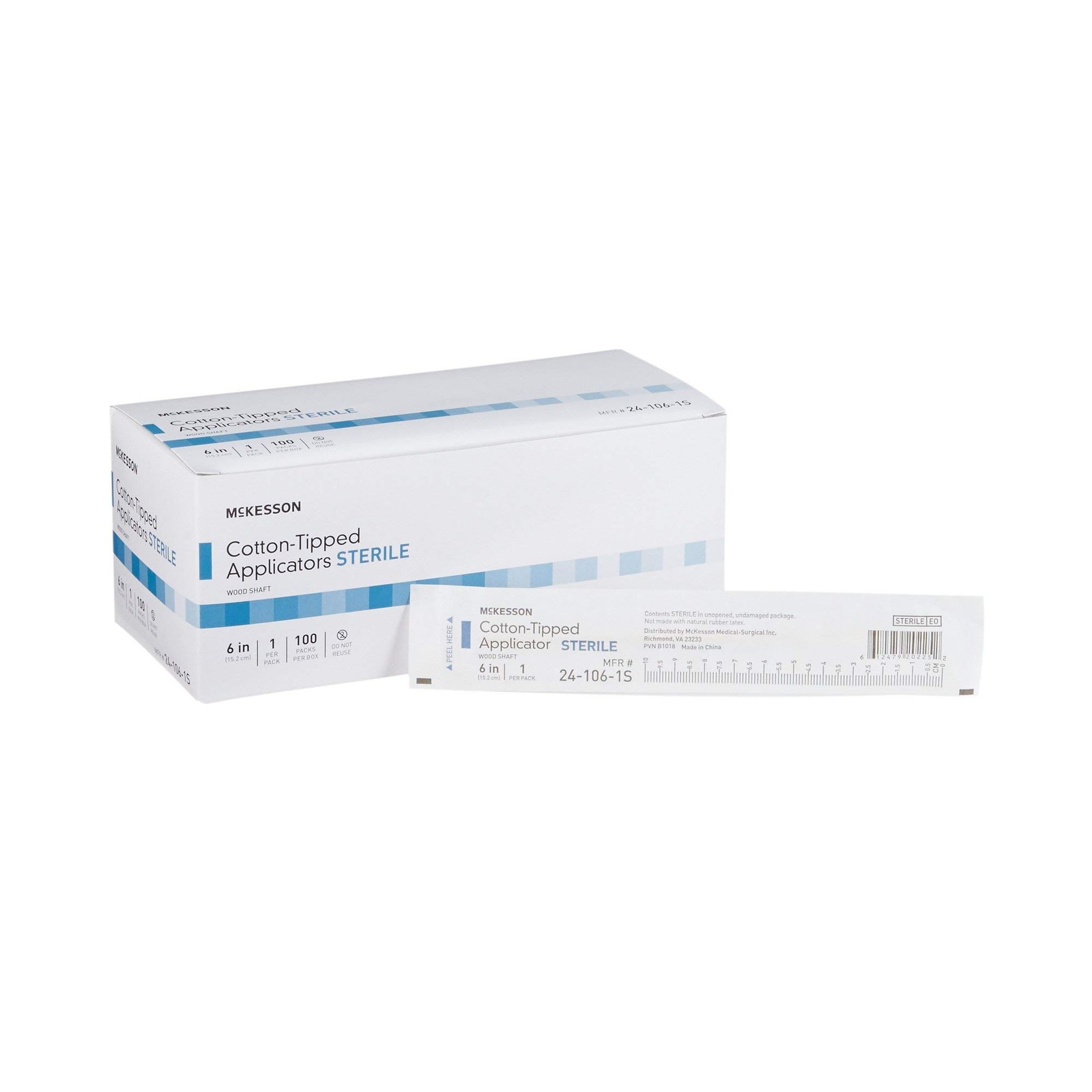 McKesson Cotton Tipped Applicator, 6 in [100 Count] 6 Inch (Pack of 1), White