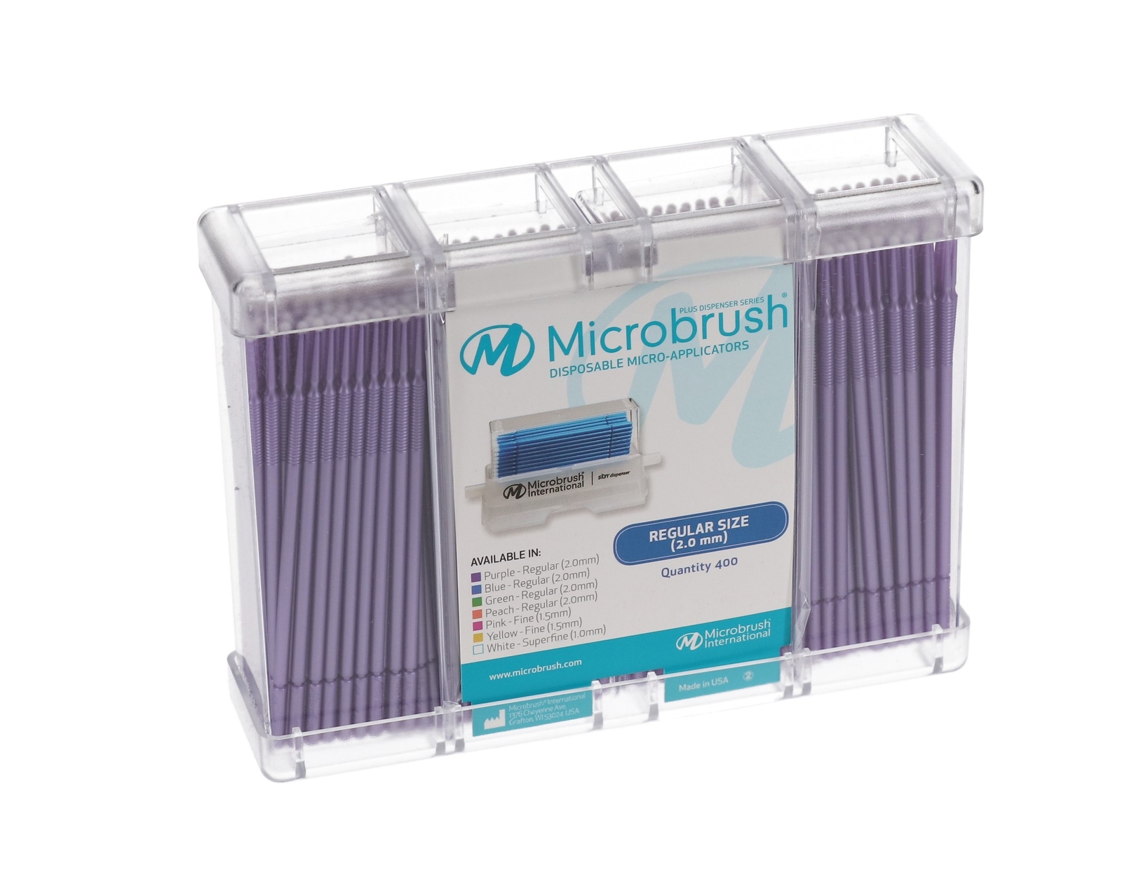 Microbrush PR400PU Plus Dispenser Series Micro Applicators Regular Purple 400/Pk