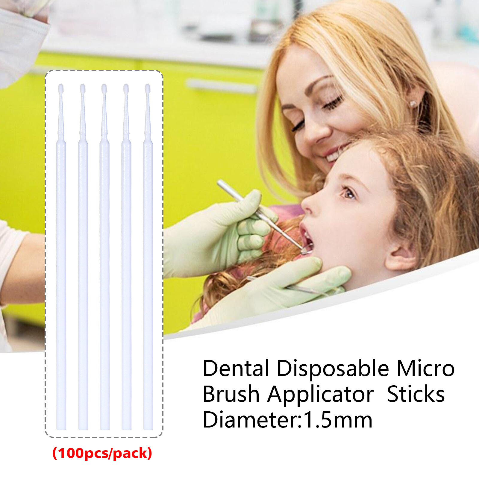 USA Micro Brushes Applicators Microbrush Dental Eye Fine 1.5mm White 100pcs/pack