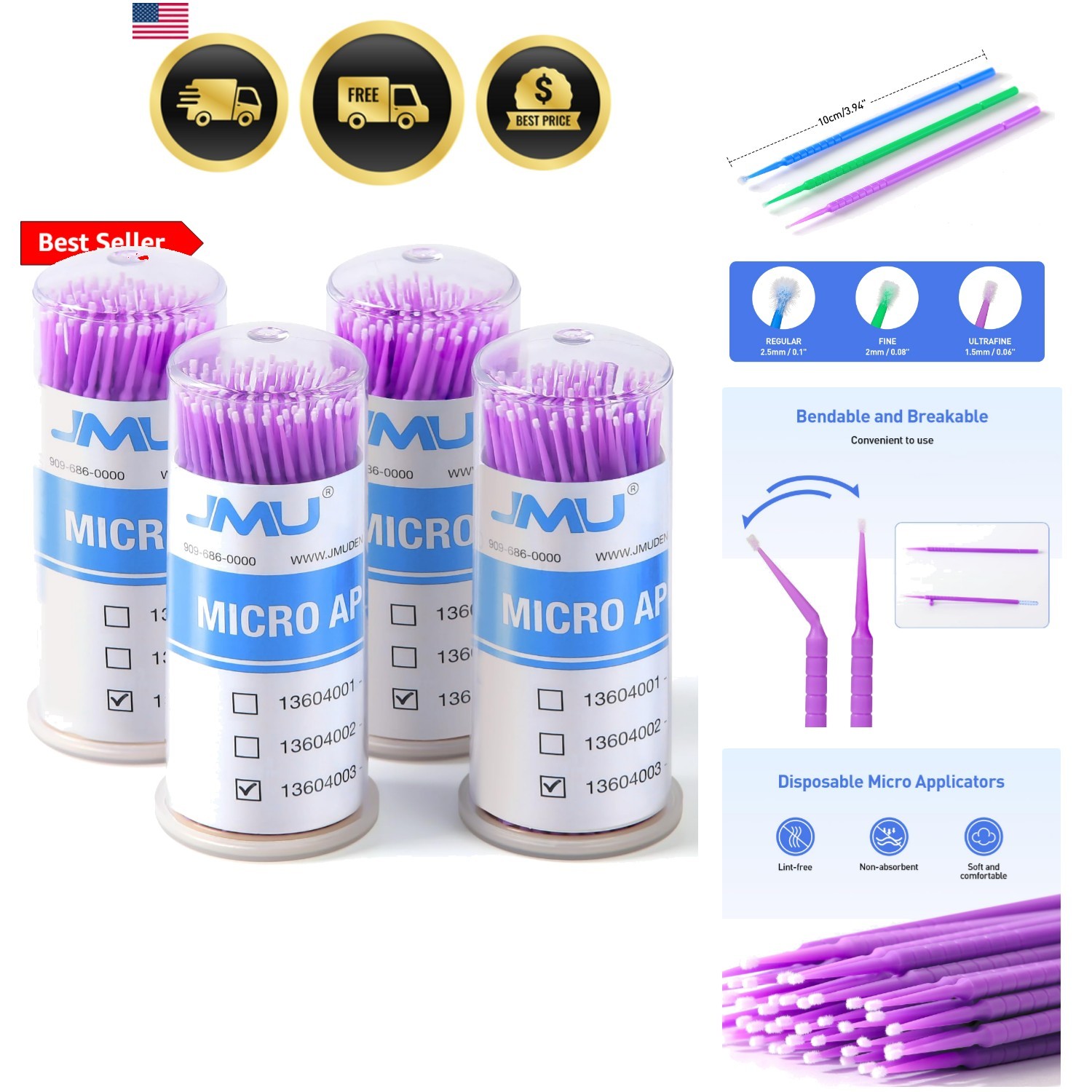 400pcs Dental Micro Applicators Brushes Superfine, Disposable Microswabs