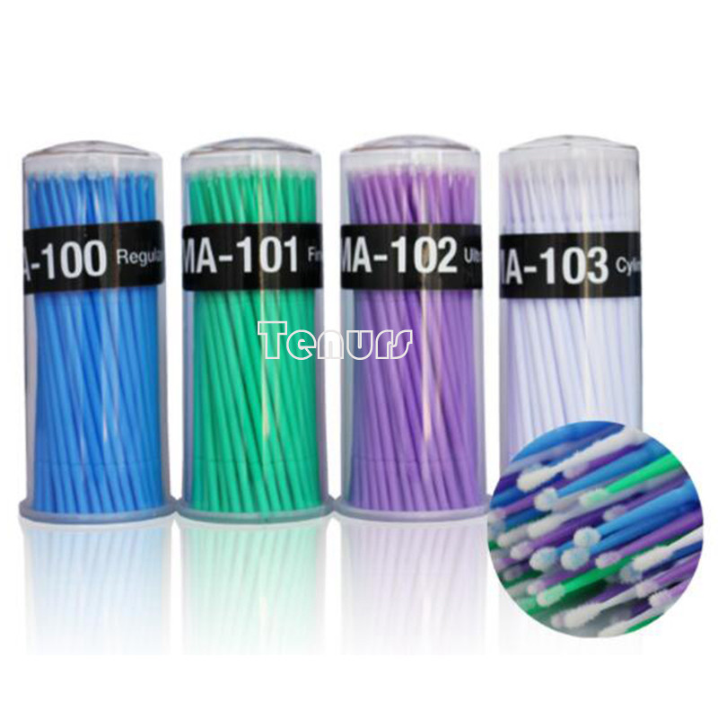 100p Dental Microbrush Micro Brush Applicator Tips (BlueL/GreenM/PurpleS/WhiteXS