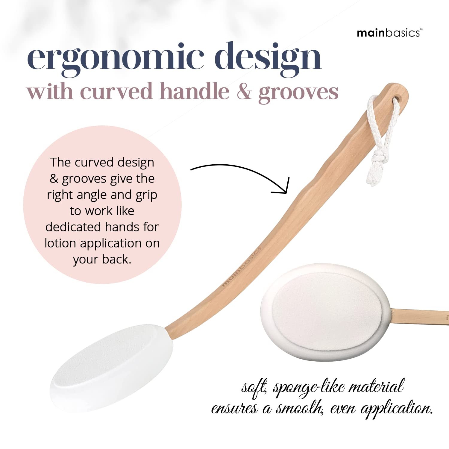 MainBasics Back Lotion Applicator – Long Handle, 1 Count (Pack of 1)