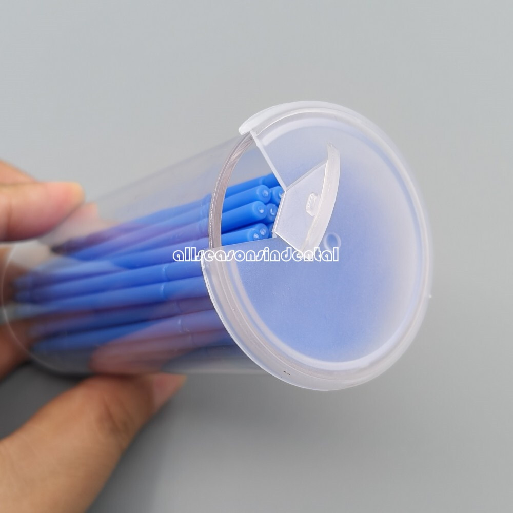 100Pcs Dental Disposable Bendable Taper-Cut Bristles Applicator Brush Blue/Pink