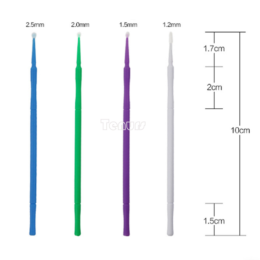100p Dental Microbrush Micro Brush Applicator Tips (BlueL/GreenM/PurpleS/WhiteXS
