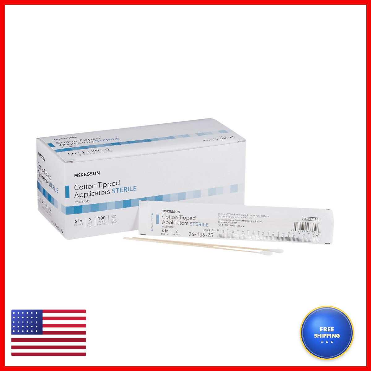 Mckesson Sterile Cotton Tipped Applicators 6 Inch Of 200 Cotton Swabs For Wound
